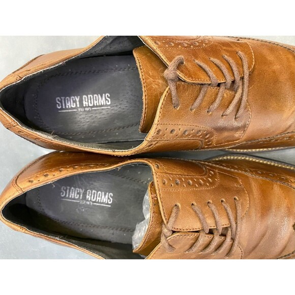 Stacy Adams Men's Wingtip Dress Shoes Size 10 Leather Brown - Picture 10 of 12
